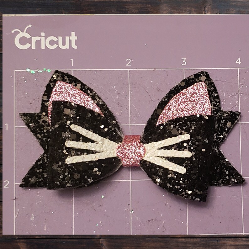 Download Cat Ears Hair Bow SVG Kitten Bow Hair Clip Template | Etsy