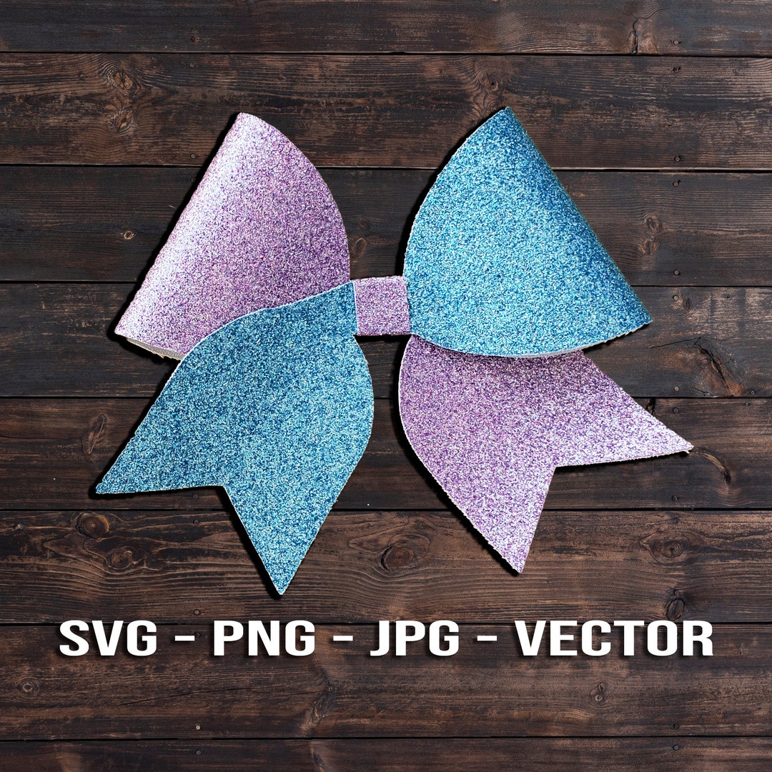 Bicolor Cheer Bow SVG - Two-color Cheerleader Hair Bow Template Vector ...