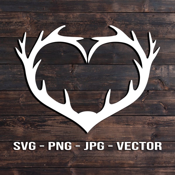 Heart Deer Antler - Country Decor - Car Vinyl - Sign & Screen print Shirt Vector Template SVG/PNG/jpg/dxf diy for Hunters