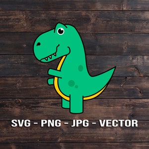 T-rex SVG Dinosaur Vector - Dino Sticker Clipart - Kids Tyrannosaurus Cartoon PNG / JPG / dxf Fichiers coupés pour Cricut, Brother, Silhouette, Cameo
