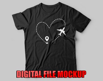 Love to Travel Heart and Plane T-shirt Screen-print Digital Download File