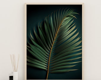 Palm Tree Frond Beach Print, Ocean Wall Print, Sea Side Art Print, Digital Download