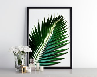 Palm Tree Frond Beach Print, Ocean Wall Print, Sea Side Art Print, Digital Download