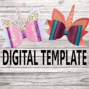 Unicorn Hair Bow SVG Vector Digital Template