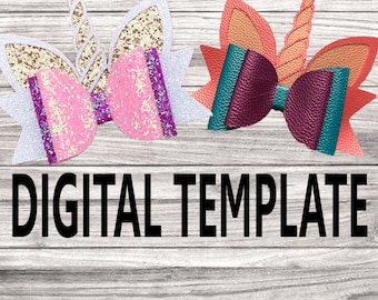 Unicorn Hair Bow SVG Vector Digital Template