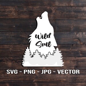 Wild Soul Howling Wolf Wald Holz Wand Kunst Vektor Datei - Sticker Vorlage SVG/PNG/JPG/dxf Laser Cut Cricut Brother