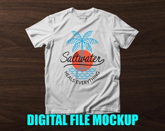 Saltwater Heals Everything Palm Tree Beach T-shirt Screen-print Digital Download