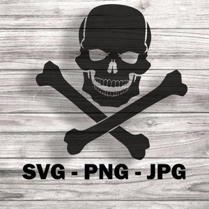 Jolly Roger Skull and Crossbones SVG - Template SVG/PNG Vector Files for Cricut, Brother, Silhouette, Cameo