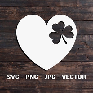 Amor del Día de San Patricio Trébol de cuatro hojas - Plantilla vectorial SVG / PNG / JPG / dxf Decoración de la casa de campo - Cricut Brother Silhouette Cameo