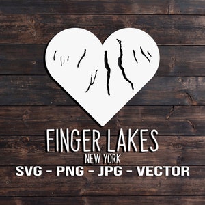 Finger Lakes Heart Love - New York Cottage Holz Wand Kunst Vektor Datei - Vorlage SVG/PNG/JPG/dxf Laser Cut Cricut Brother