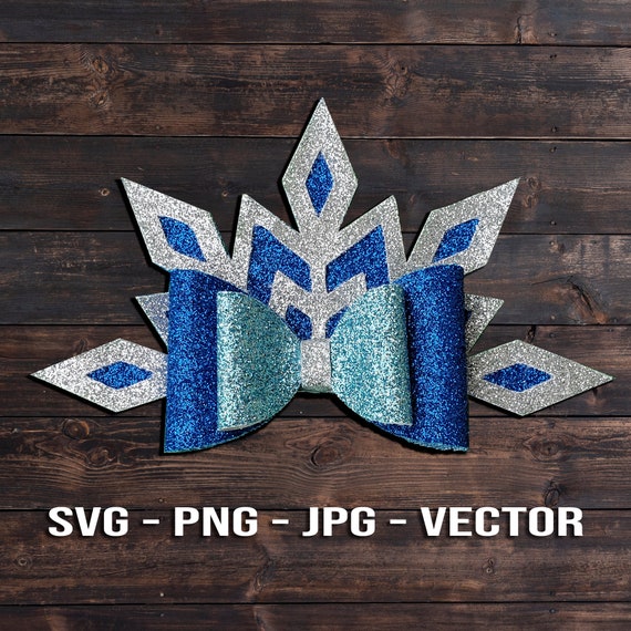 Download Frozen Elsa Ice Queen Crown Hair Bow Svg Template Vector File Etsy