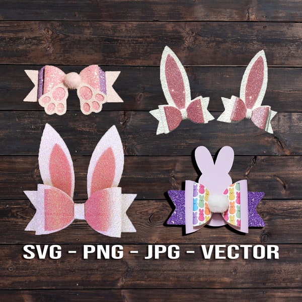 Lapin de Pâques et cheveux peep bow Bundle vecteur SVG modèle à télécharger