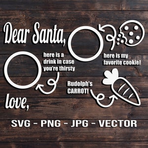 Caro Babbo Natale Tovaglietta Vassoio Vettoriale Modello SVG/PNG/JPG/dxf Latte e biscotti della vigilia di Natale - Cricut Brother Silhouette Cameo
