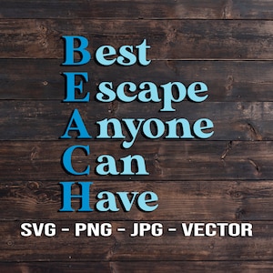 BEACH Best Escape Anyone Can Have Sign Vektor Vorlage SVG/PNG/jpg/dxf Beach House Decor - Cricut Strand Zitate