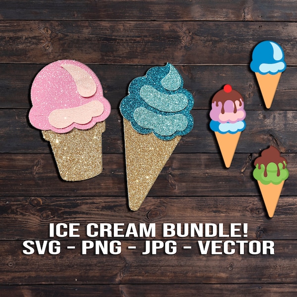 Ice Cream Cone Hair Bow SVG Bundle with Toppings! - Hair Clip Template PNG/Dxf/Jpeg/pdf Vector Files Cricut Brother Silhouette DIY Crafts