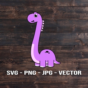 Brontosaurus SVG Dinosaur Vector - Dino Sticker Clipart - Kids Cartoon PNG/JPG/dxf Cut Files for Cricut, Brother, Silhouette, Cameo