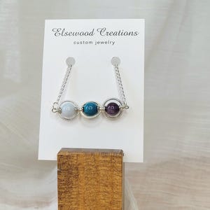 Handmade Pisces Necklace, Zodiac Necklace, Aquamarine, Chrysocolla, Amethyst, Astrology, Birthday