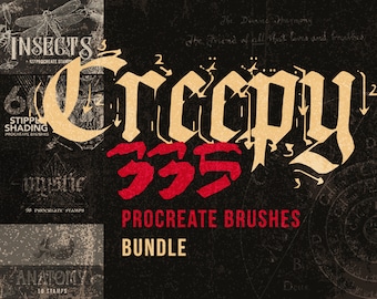 335 Creepy Procreate Brushes Bundle: Anatomy, Mystic, Insects
