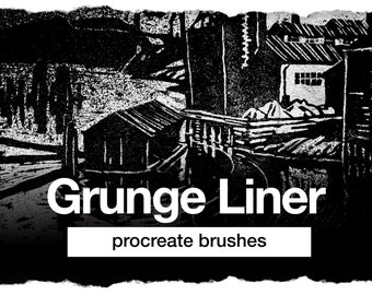 Grunge Liners Procreate Brushes: Retro Art Toolkit (Digital Download)