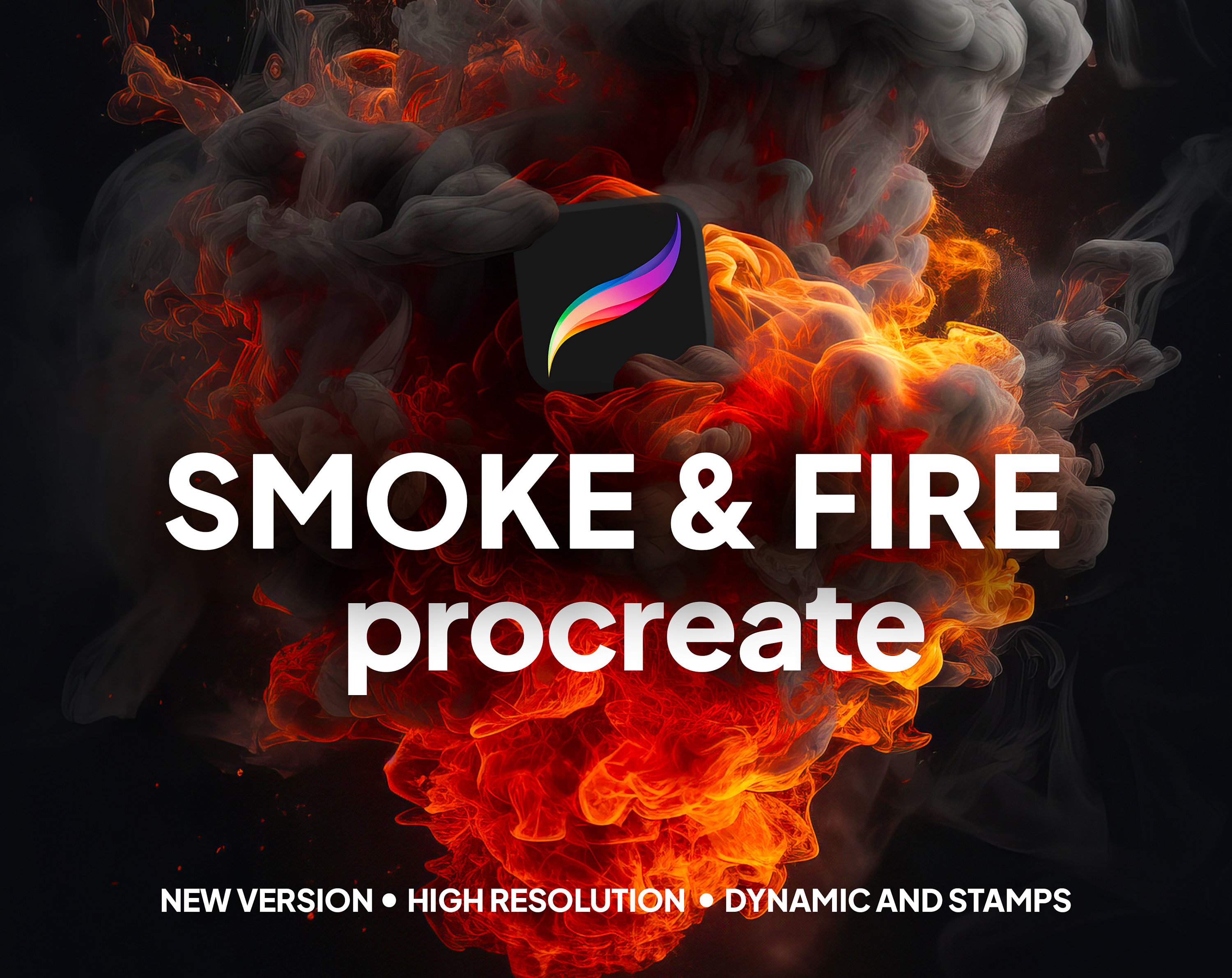 94 pinceles de humo y fuego para Procreate – Pinceles dinámicos y kit de sellos para iPad