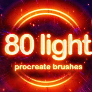 80 Light Procreate Brushes, Procreate neon brushes, procreate glow pen