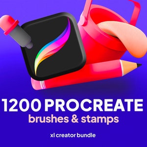 1200 Procreate Brushes Bundle: Digital Paper, Stamps (Digital Download)
