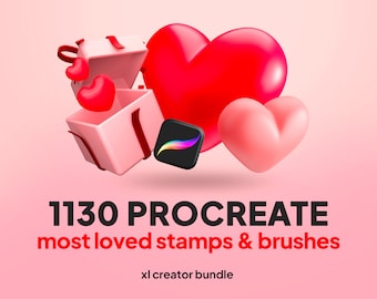 1130 Procreate Brushes Bundle: Vandal, Lettering, Glitter (Download)