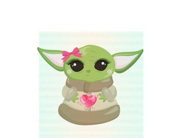Baby Yoda Baby Yoda With Heart Baby Yoda Baby Girl Baby Etsy