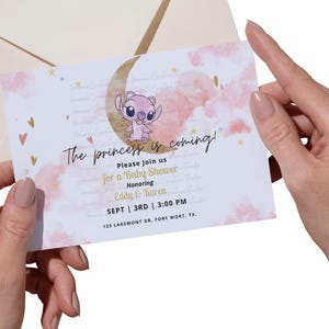 Baby Stitch and Angel Baby Shower, Gender Reveal or  Birthday Invitation, Lilo & Stitch Party,Invitation Template, Printable