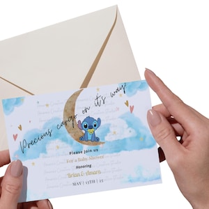 Baby Stitch and Angel Baby Shower, Gender Reveal or  Birthday Invitation, Lilo & Stitch Party,Invitation Template, Printable