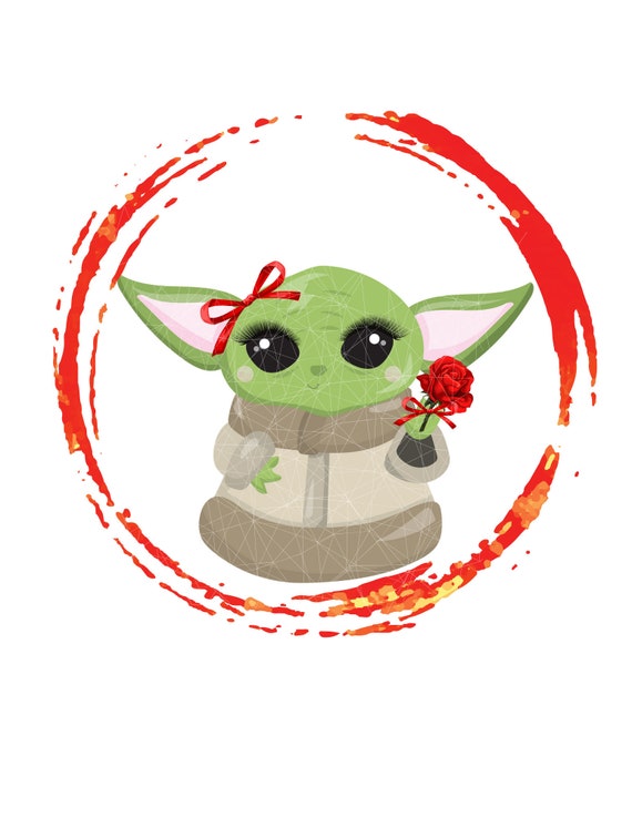 Baby Yoda Girl With Flower Mothers Day Baby Shower or Etsy