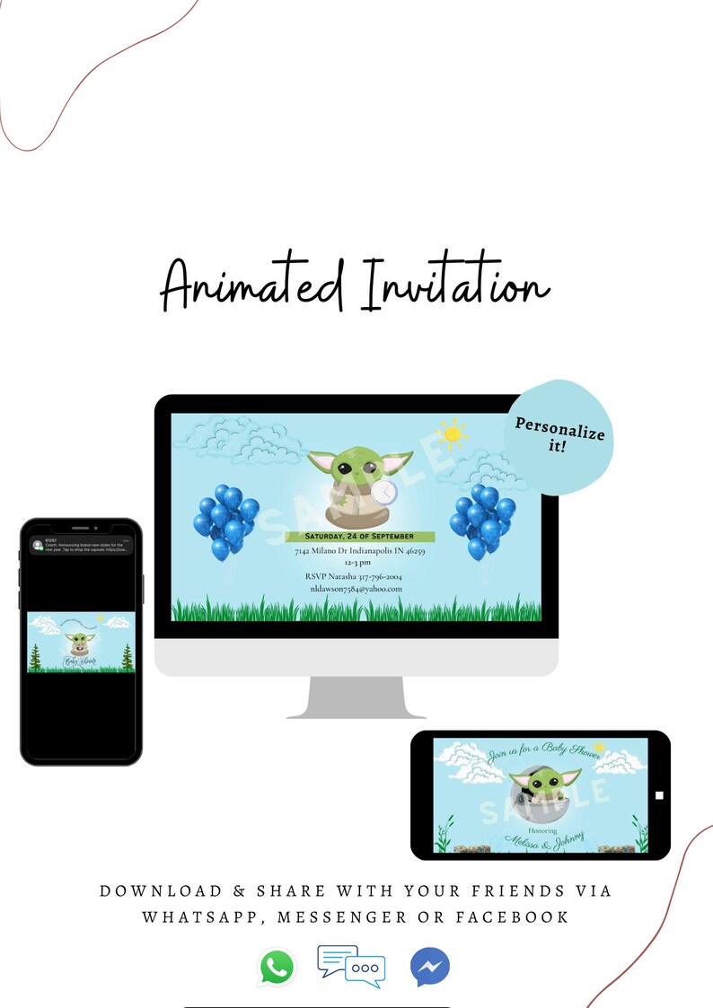 Baby Yoda Baby Shower Invitation Baby Yoda Animated Etsy