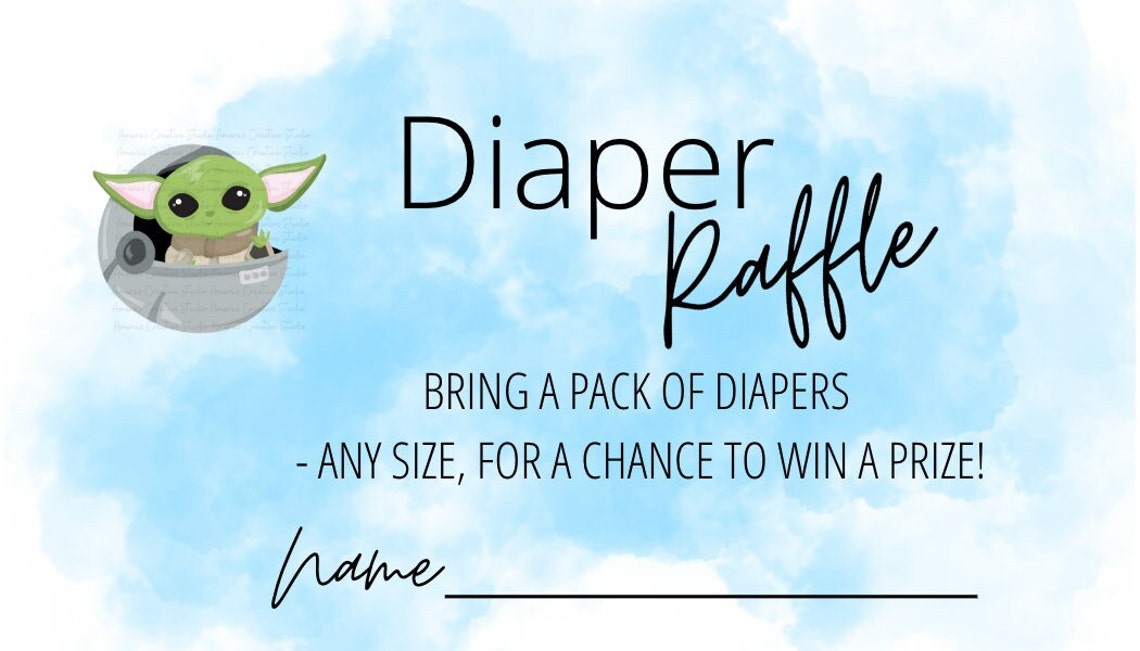 Baby Yoda Boy Diaper Raffle Tags Baby Yoda Printable Baby Etsy
