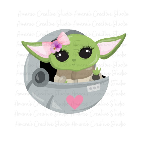 Baby Girl Yoda PNG Baby Shower Baby Yoda Birthday girl Pegatinas de planificador digital Mandalorian Camiseta Yoda Girl Etsy Mexico