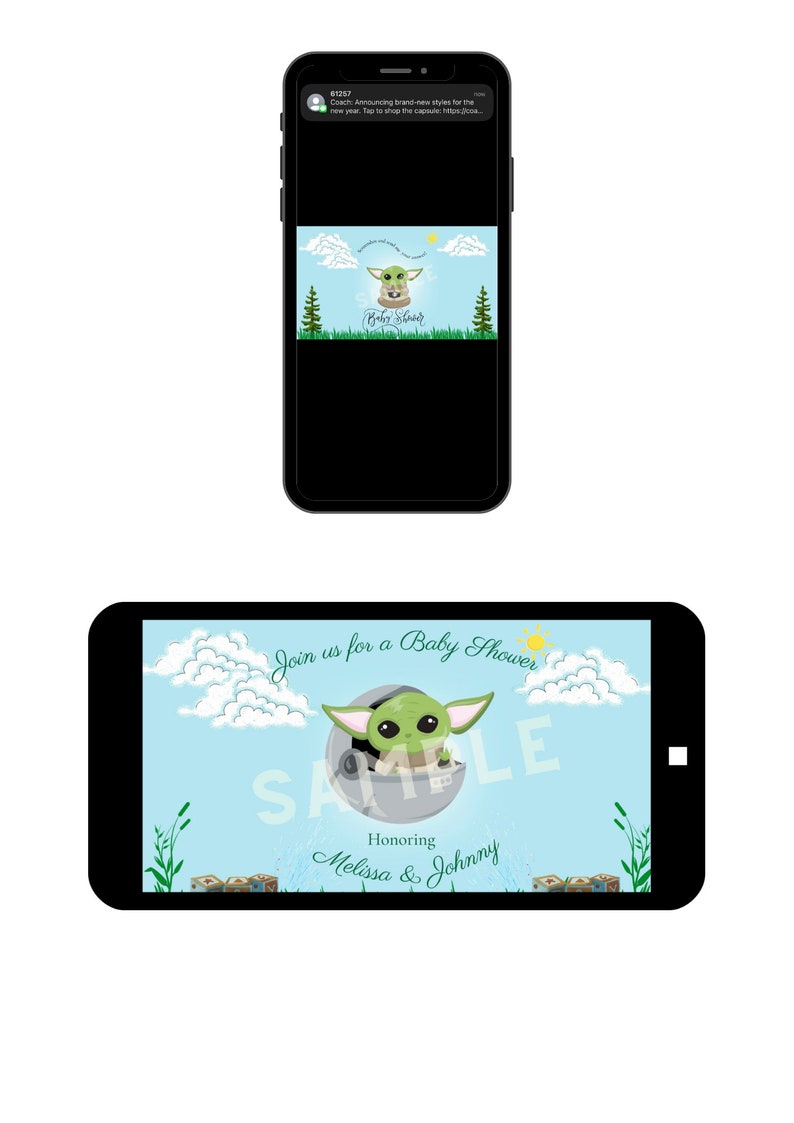 Baby Yoda Baby Shower Invitation Baby Yoda Animated Etsy