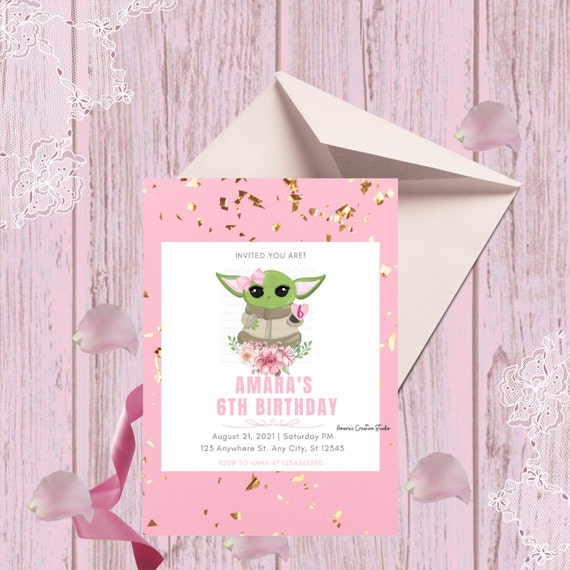 Baby Yoda Birthday Party Invitations – Write-On Cards, Cheshire Invitations
