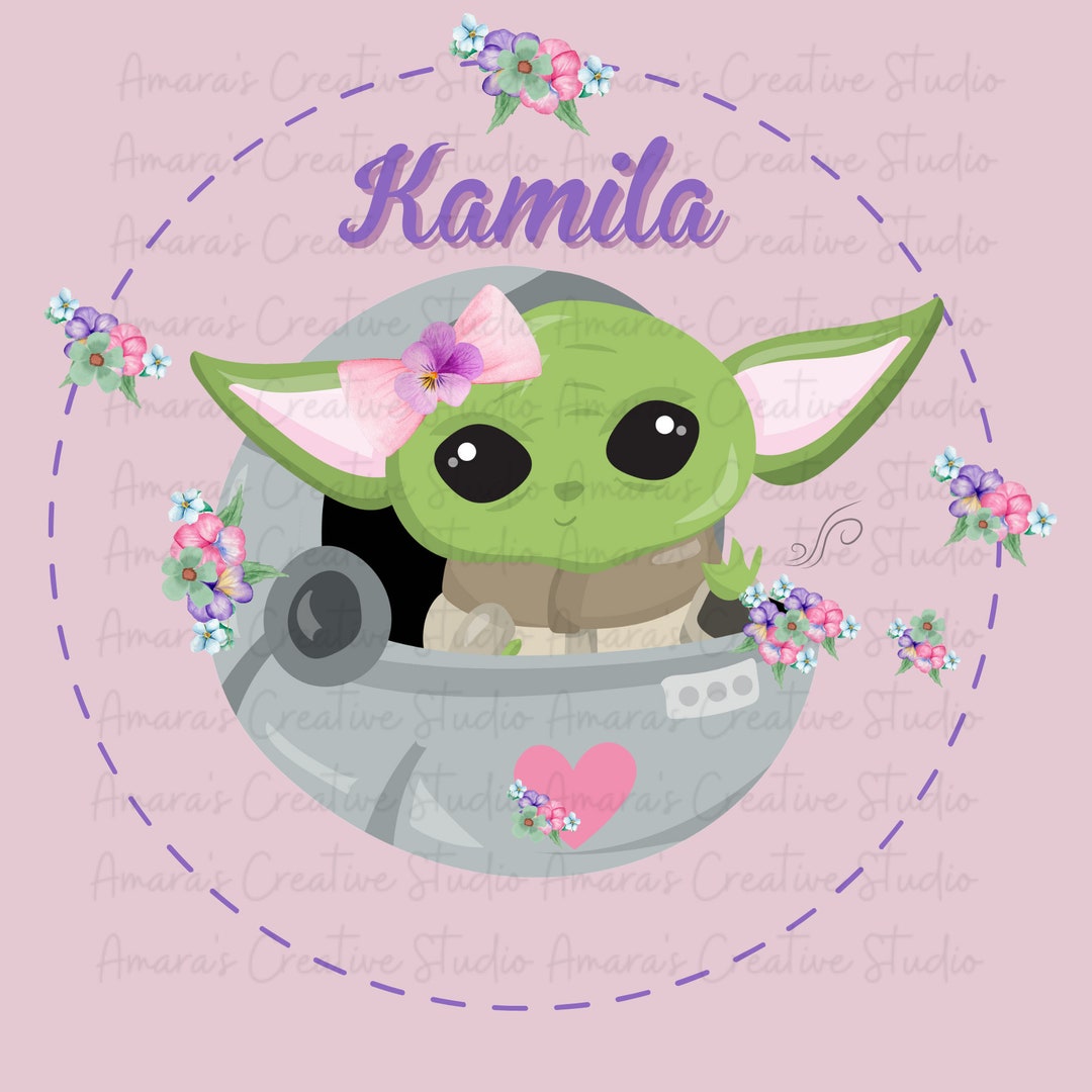 Baby Girl Yoda PNG, No Lashes, Baby Shower, Baby Yoda Birthday Girl