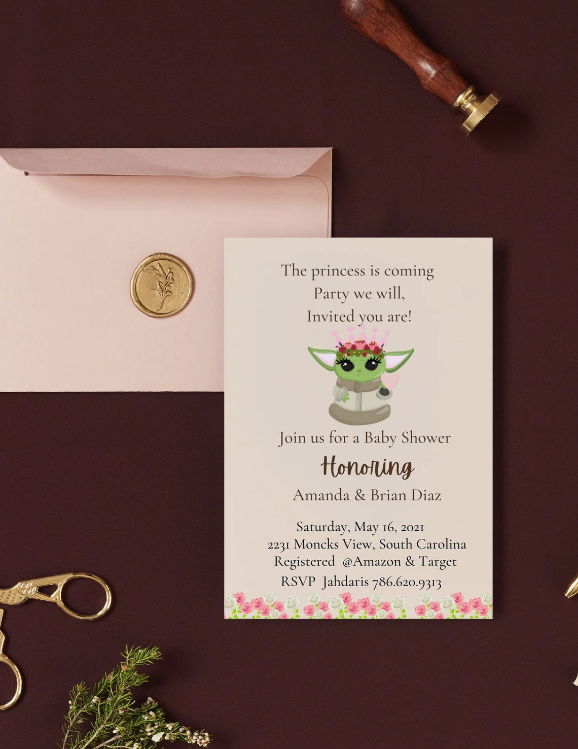 Baby Yoda Invite Baby shower invite Baby Yoda Baby Shower Etsy