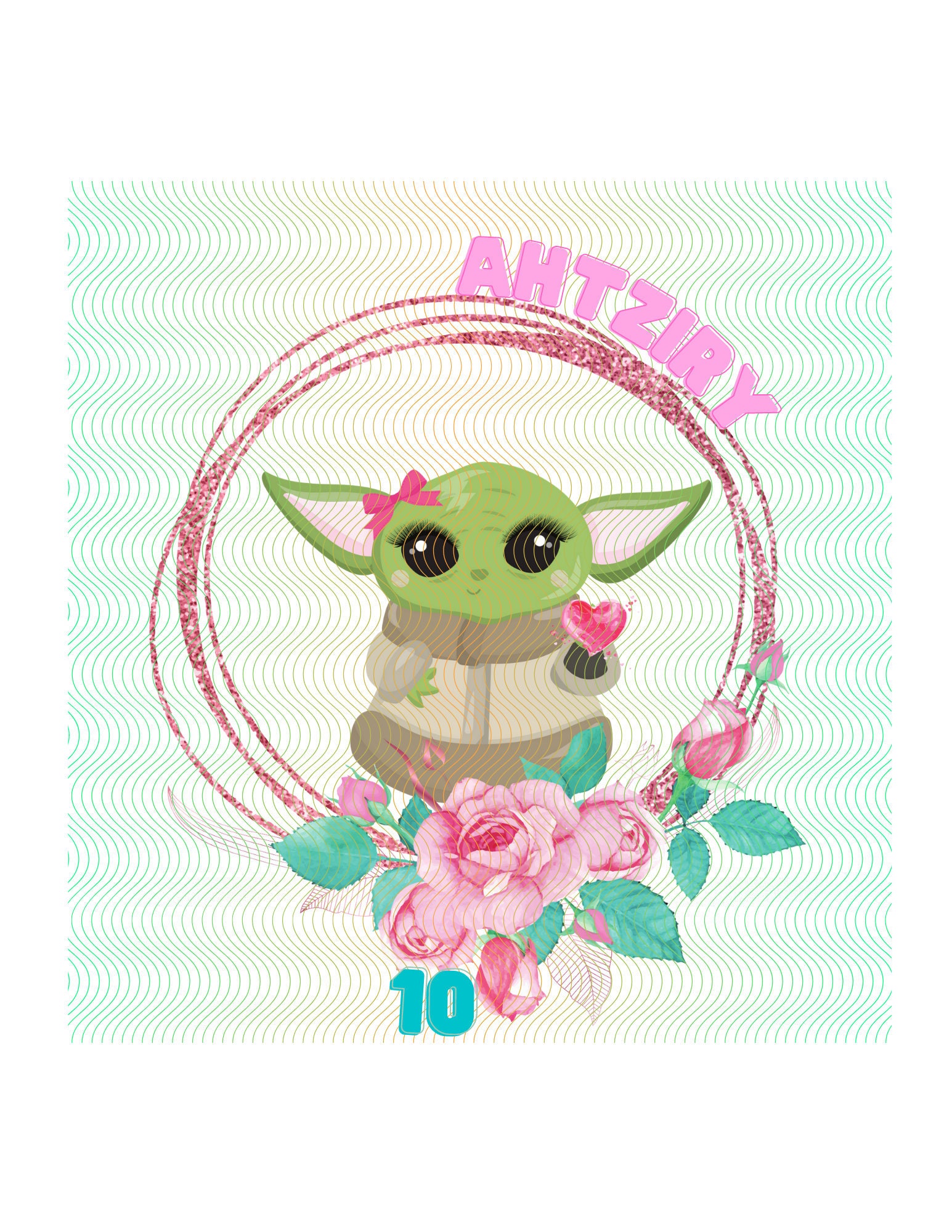 Baby Yoda logotipo personalizado Baby Yoda con corazón Baby Etsy
