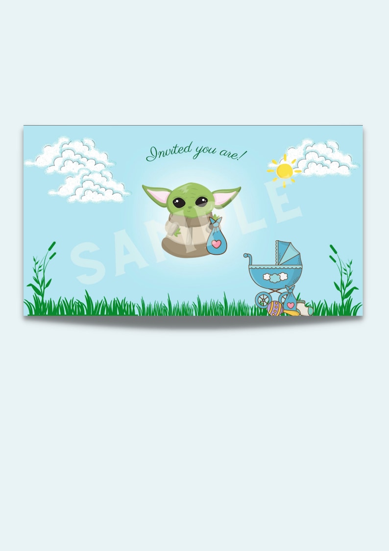 Baby Yoda Baby Shower Invitation Baby Yoda Animated Etsy