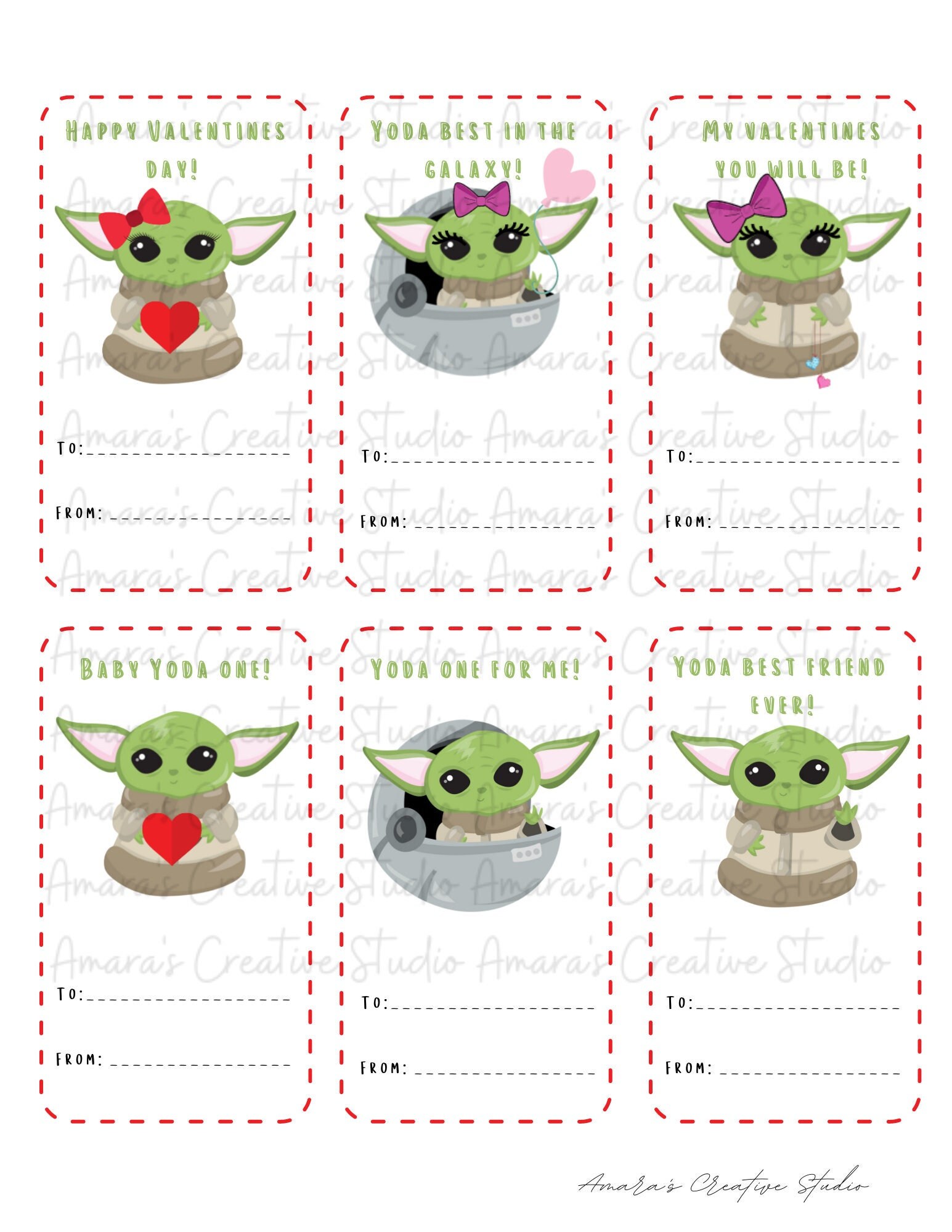 Baby Yoda Valentine's Day Card Baby Yoda Printable - Etsy