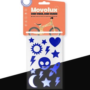 Reflective Stickers for Kids – Bike, Scooter & Helmet Safety  | Space race | MOVOLUX