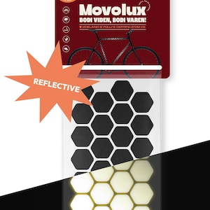 Minimal Reflective Stickers for Bike, Scooter & Helmet Safety  | Hexa form | Adult bike stickers | MOVOLUX