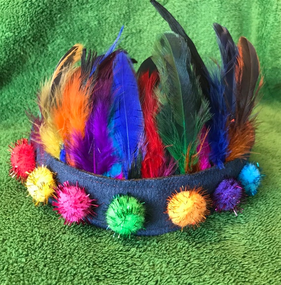 Rainbow Feather Headband, Festival Hat, Carnival Hat, Kids  display picture 2