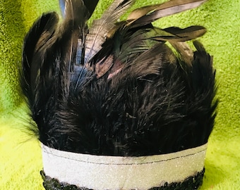 Black feather headband,festival hat, party hat for kids, kids party hat, feather headband,black headband, carnival hat, party hats