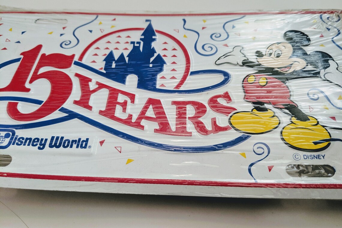 Vintage Walt Disney World License Plate 15 Years Anniversary Etsy