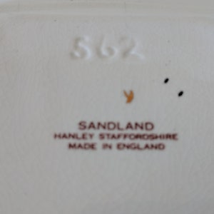 Vintage Sandland Hanley Pottery Staffordshire Inglaterra 4 Plato cuadrado coleccionable Royal Shakespeare Theatre Decoración de mesa imagen 5