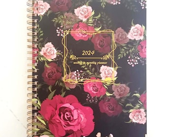 2024 Planner Spiral Bound，Planner 2024 Weekly And Monthly,6.2" x 8.2" Spiral Planner Notebook With Stickers, Elastic Closure, Inner Pocket