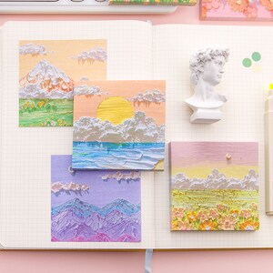 Oil Painting Landscape Sticky Notes, Self-stick Note Pads for Easy to ...