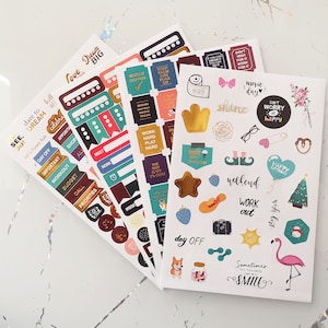 Planner Stickers, Monthly,Weekly & Daily Planner Stickers,4 Sheet,206 Stickers Total